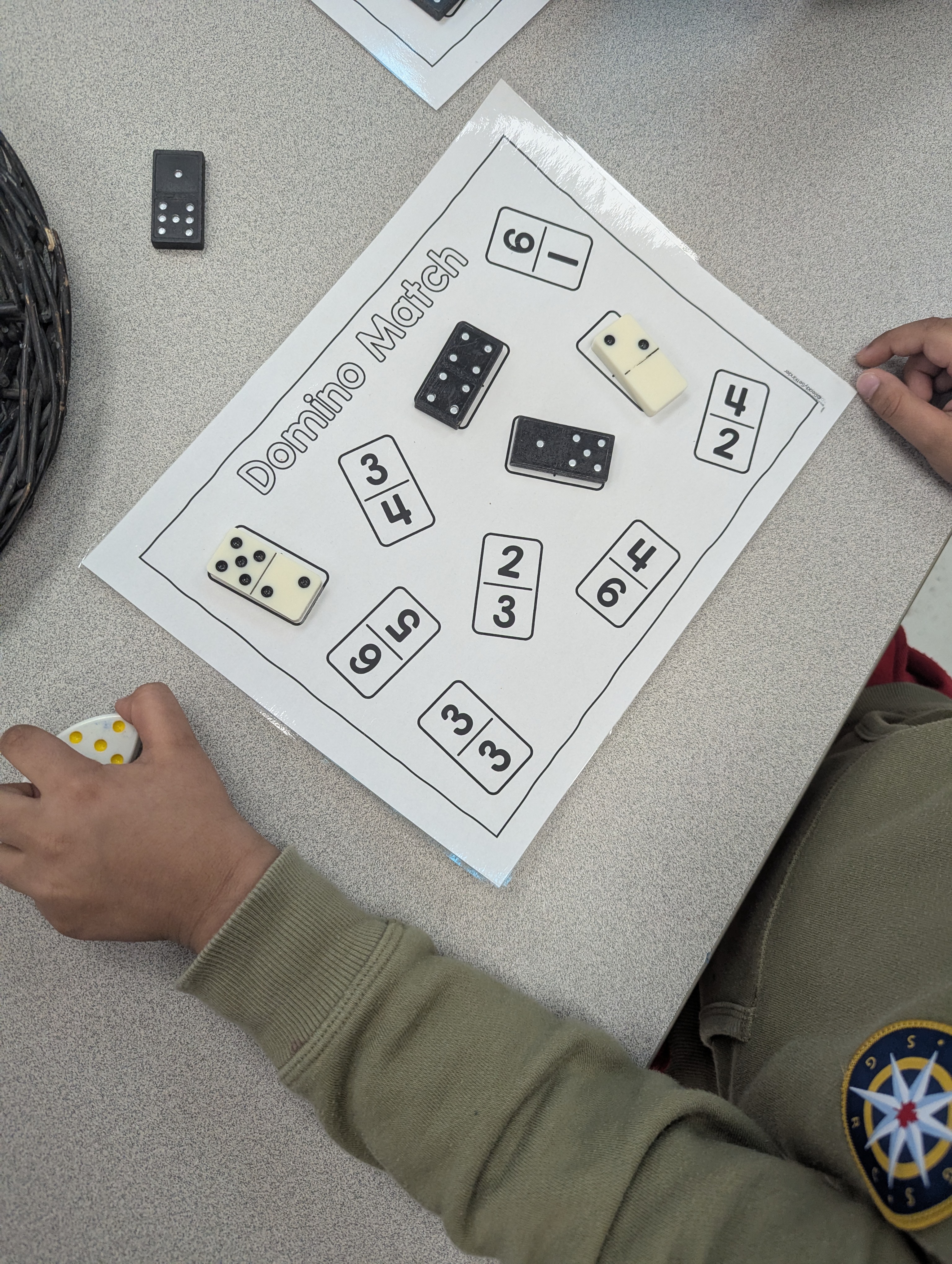 Student domino number matching activity