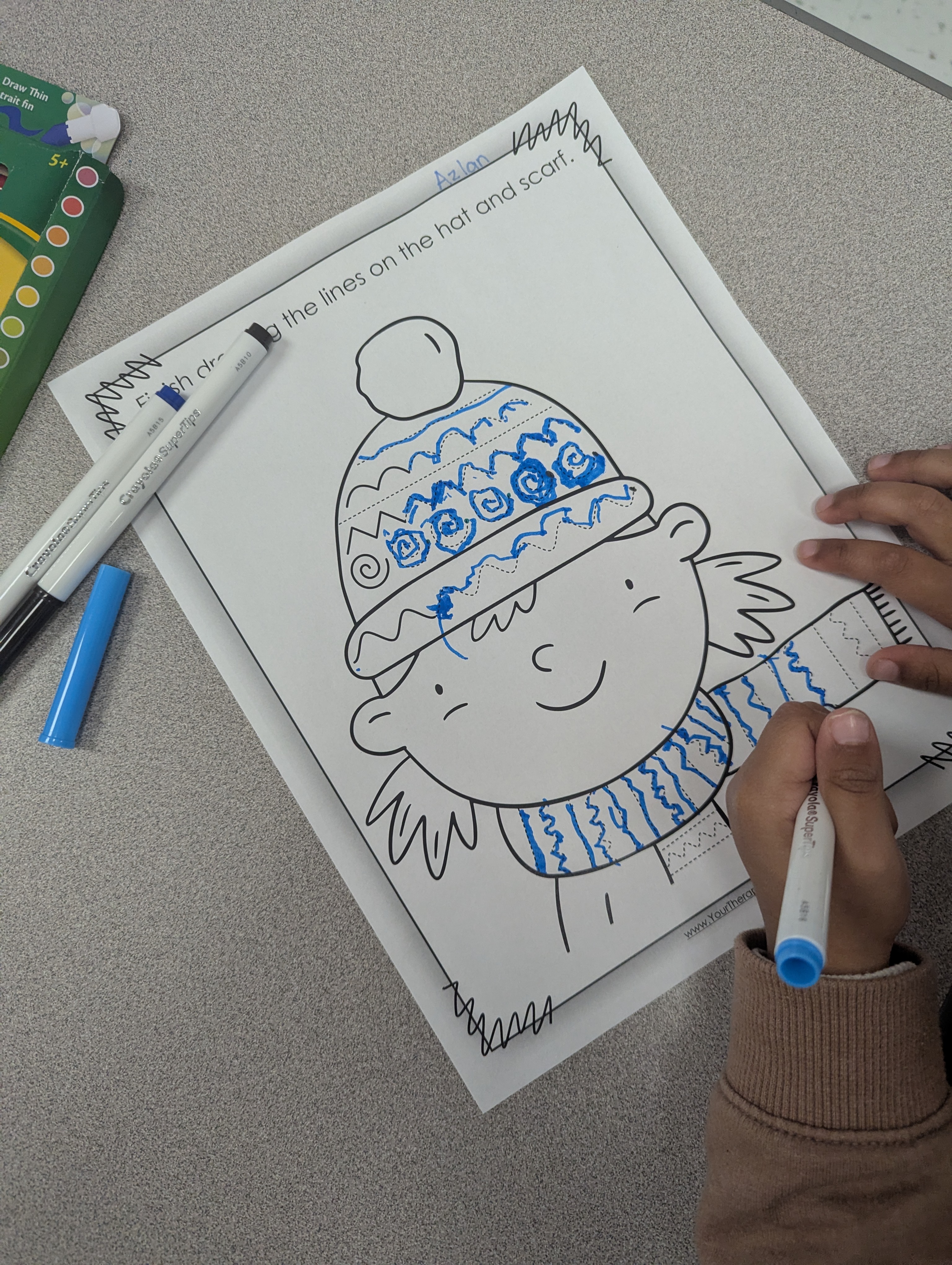 Whiteboard fine motor tracing sample